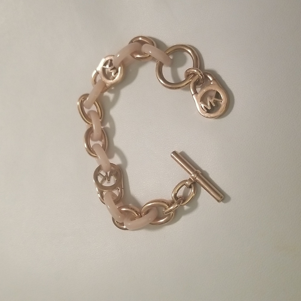 Women's Michael Kors Bracelet; Pink and Goldtone Links; Size 9" - Picture 4 of 5